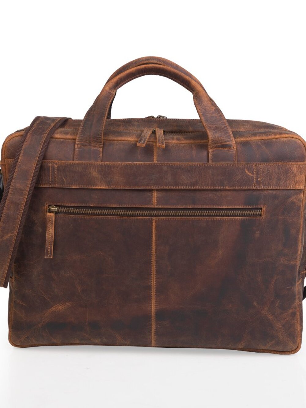 Genuine Leather Duffle Bag 18 Inch Laptop Bag Travel Bag Gift for Men and Women - Picture 3 of 4